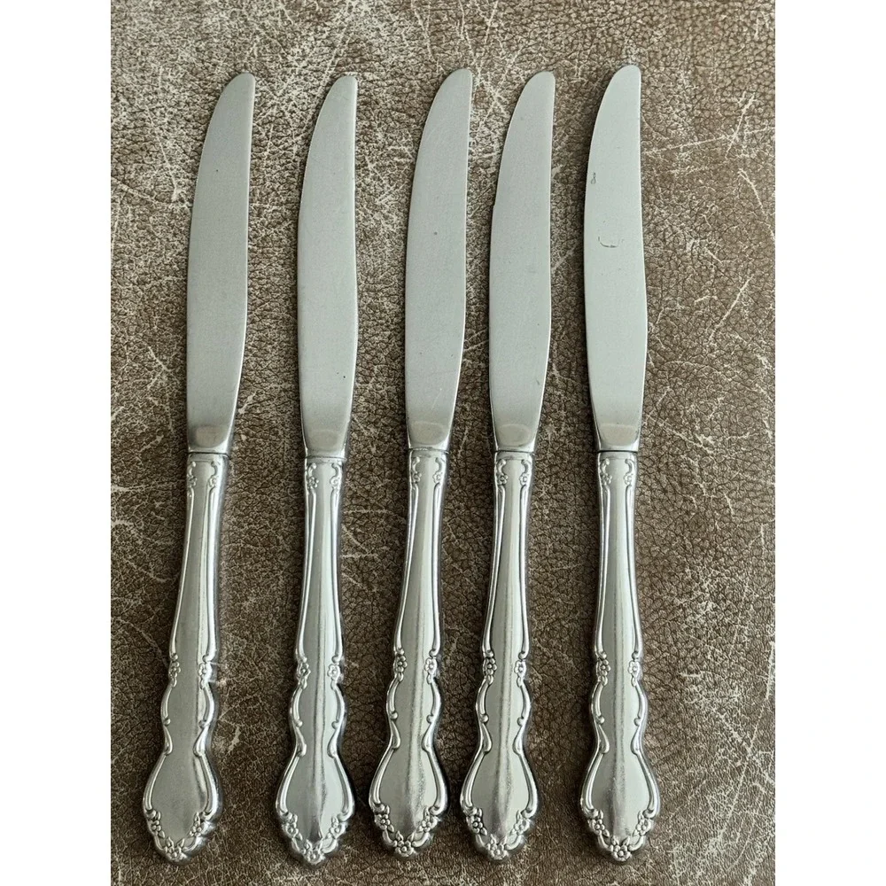 Oneida Dover‎ Cube Heirloom Flatware Salad Dinner Knives Lot Of 5